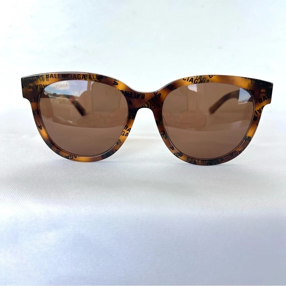 BALENCIAGA BB0077SK Brown Lens Cat Eye Shape Dark Havana Frame Sunglasses NWB #2